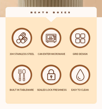 TrioFeast Bento Lunch Box Leak Proof(3 Compartment) -SA2510-057WORK Apricot