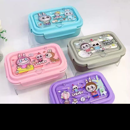 Cute Lunch Carrier with Secure 2-Point Locking Lid (SA2510-054)Labubu Brown Apricot