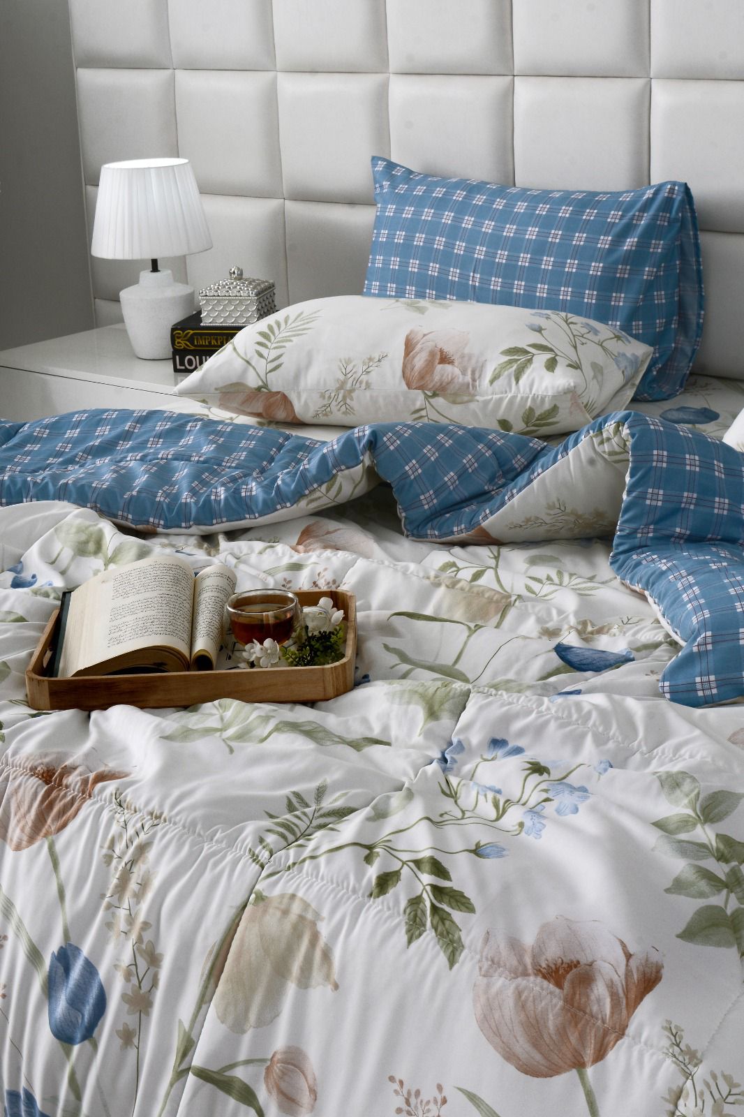 6 PCs Summer Comforter Set-Water Lily Bed Spread Apricot