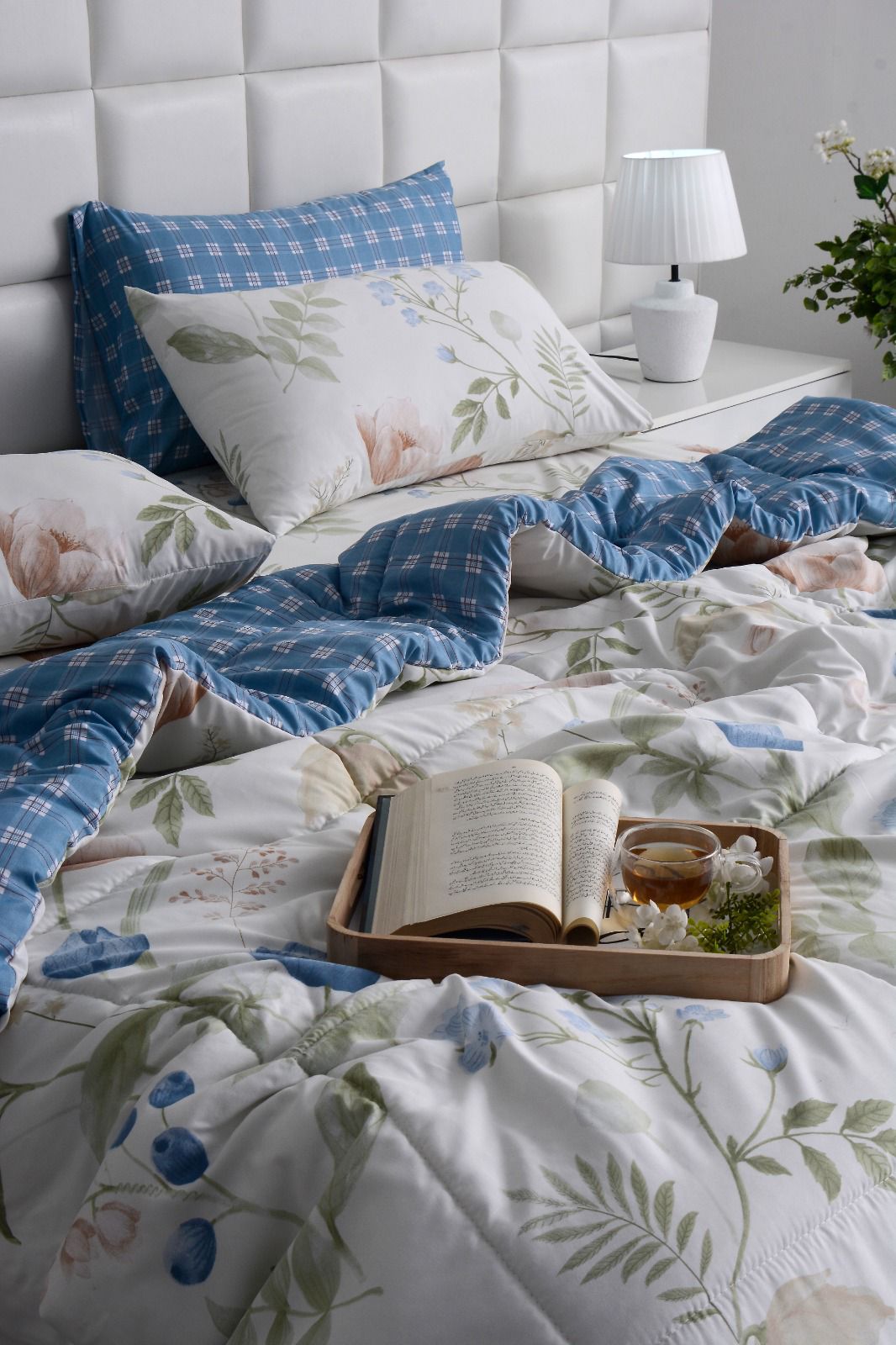 6 PCs Summer Comforter Set-Water Lily Bed Spread Apricot