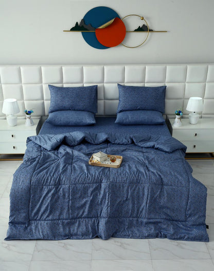 6 PCs Summer Comforter Set-Blue Feathers Bed Spread Apricot