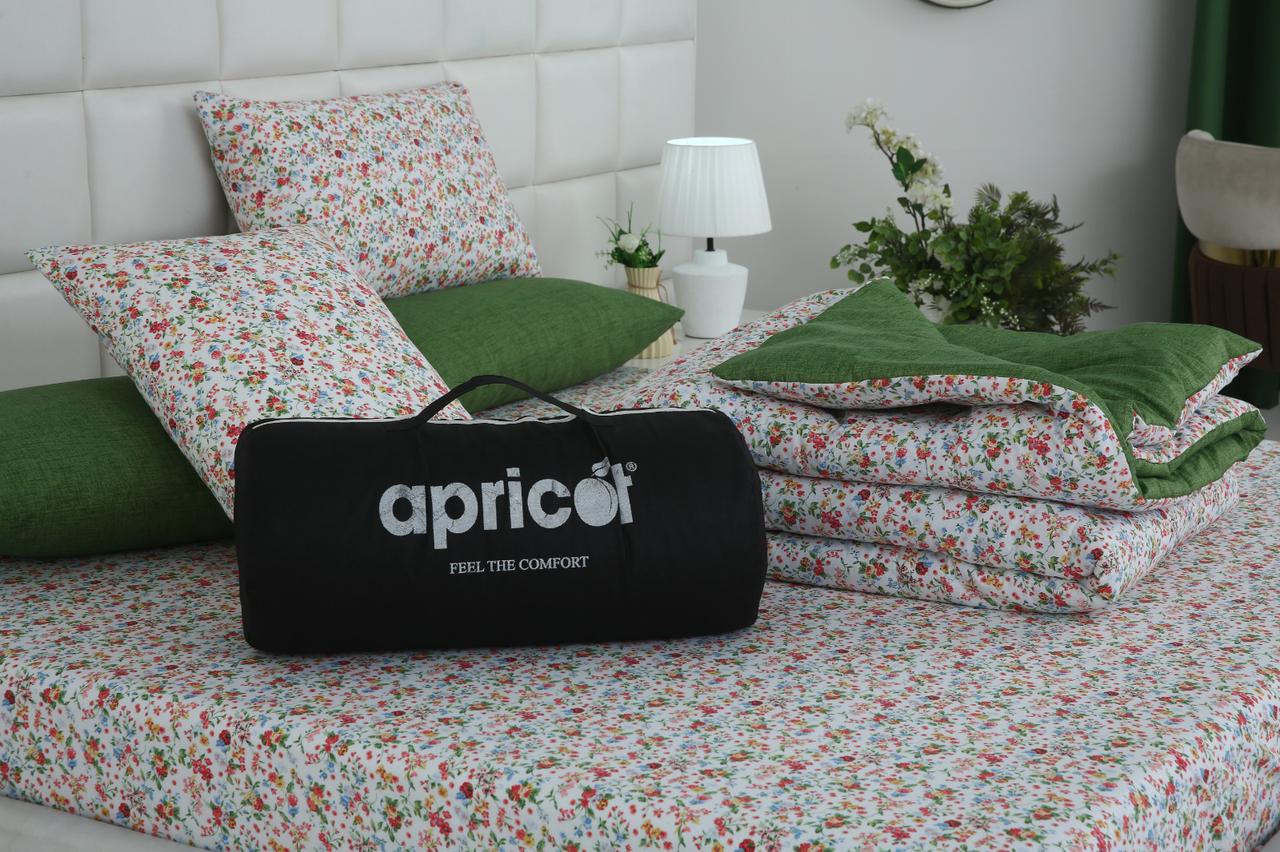 6 PCs Summer Comforter Set-Green Hellebore Bed Spread Apricot