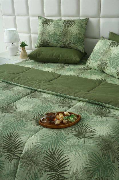 6 PCs Summer Comforter Set-Emberlad Bed Spread Apricot