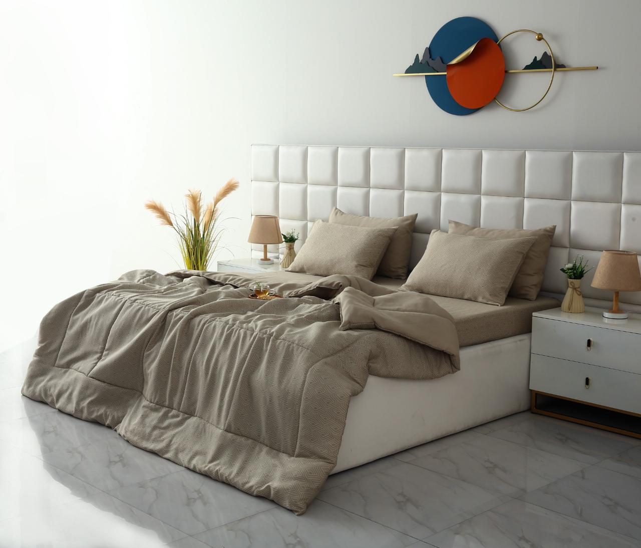 6 PCs Summer Comforter Set-Opus Bed Spread Apricot