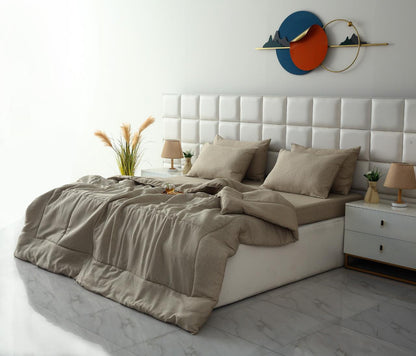 6 PCs Summer Comforter Set-Opus Bed Spread Apricot