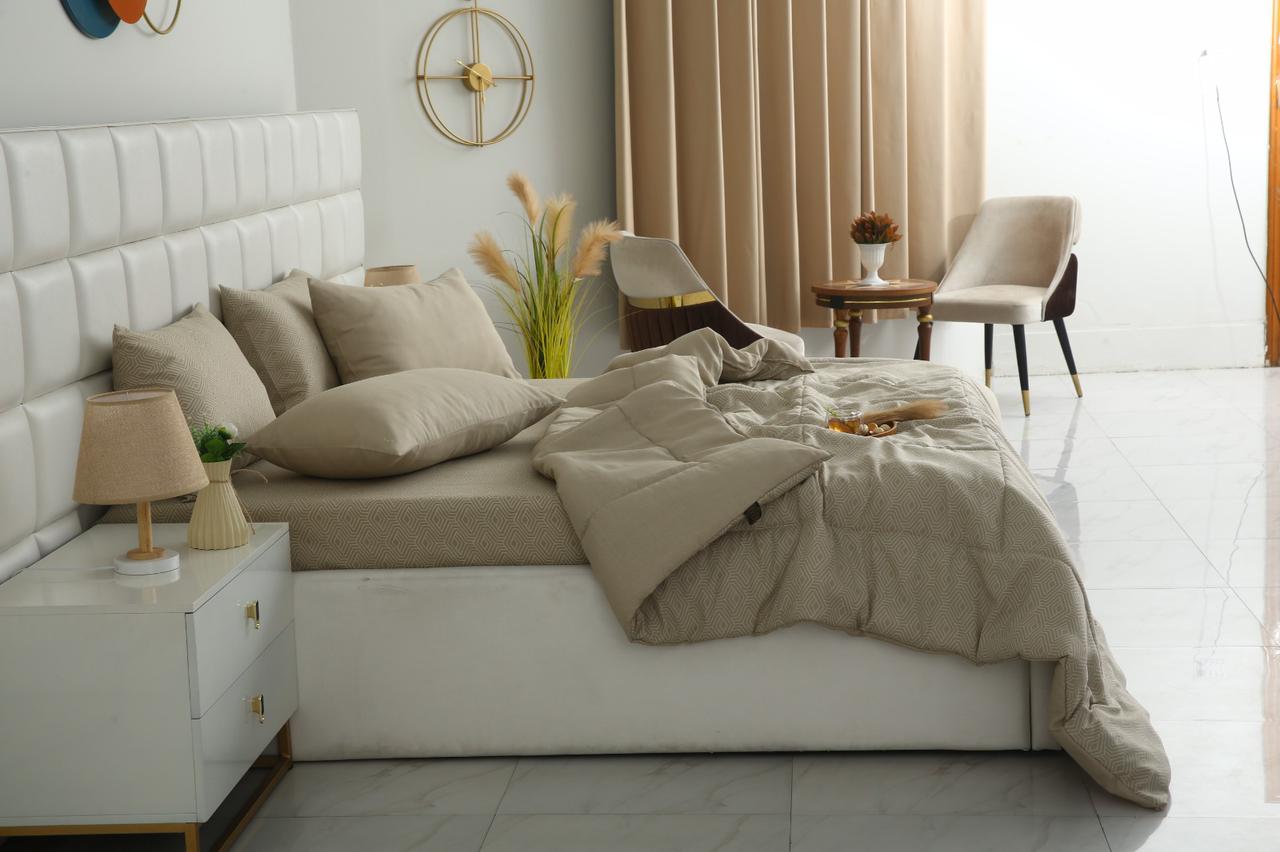 6 PCs Summer Comforter Set-Opus Bed Spread Apricot