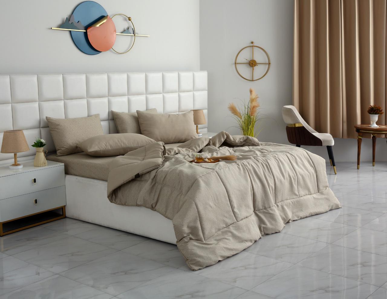 6 PCs Summer Comforter Set-Opus Bed Spread Apricot