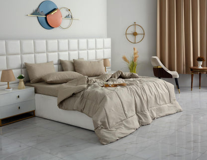 6 PCs Summer Comforter Set-Opus Bed Spread Apricot