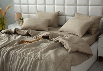 6 PCs Summer Comforter Set-Opus Bed Spread Apricot