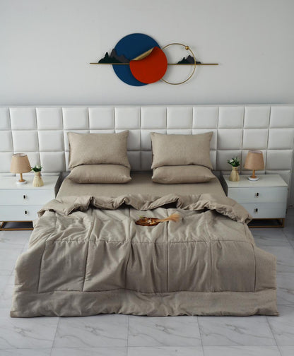 6 PCs Summer Comforter Set-Opus Bed Spread Apricot