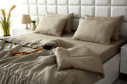 6 PCs Summer Comforter Set-Opus Bed Spread Apricot