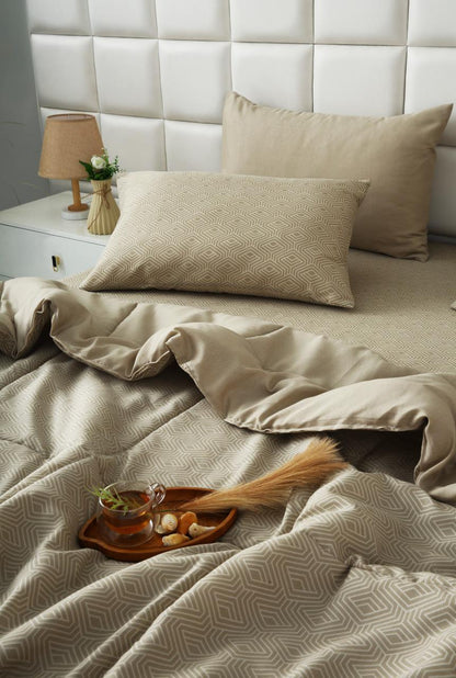 6 PCs Summer Comforter Set-Opus Bed Spread Apricot