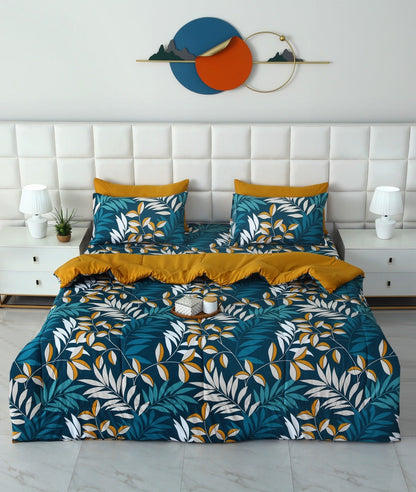 6 PCs Summer Comforter Set-Tropicals Bed Spread Apricot