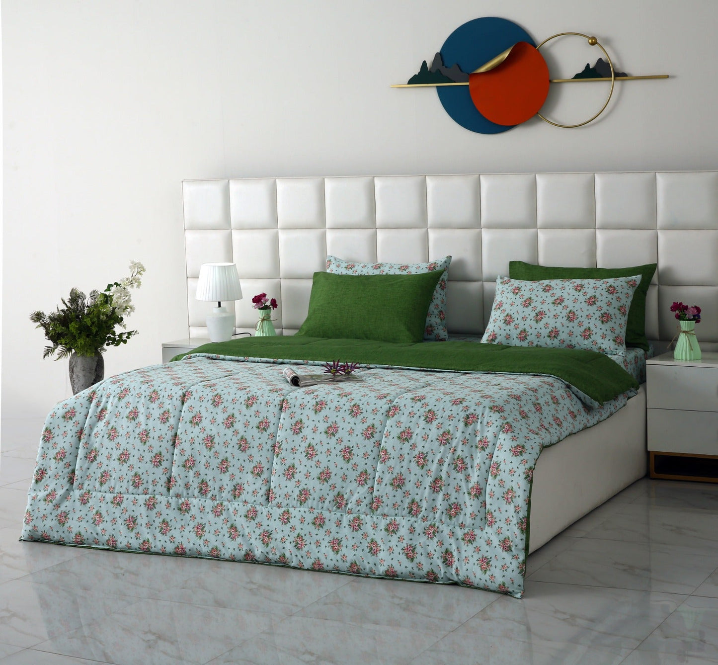 6 PCs Summer Comforter Set-Verdant Bed Spread Apricot
