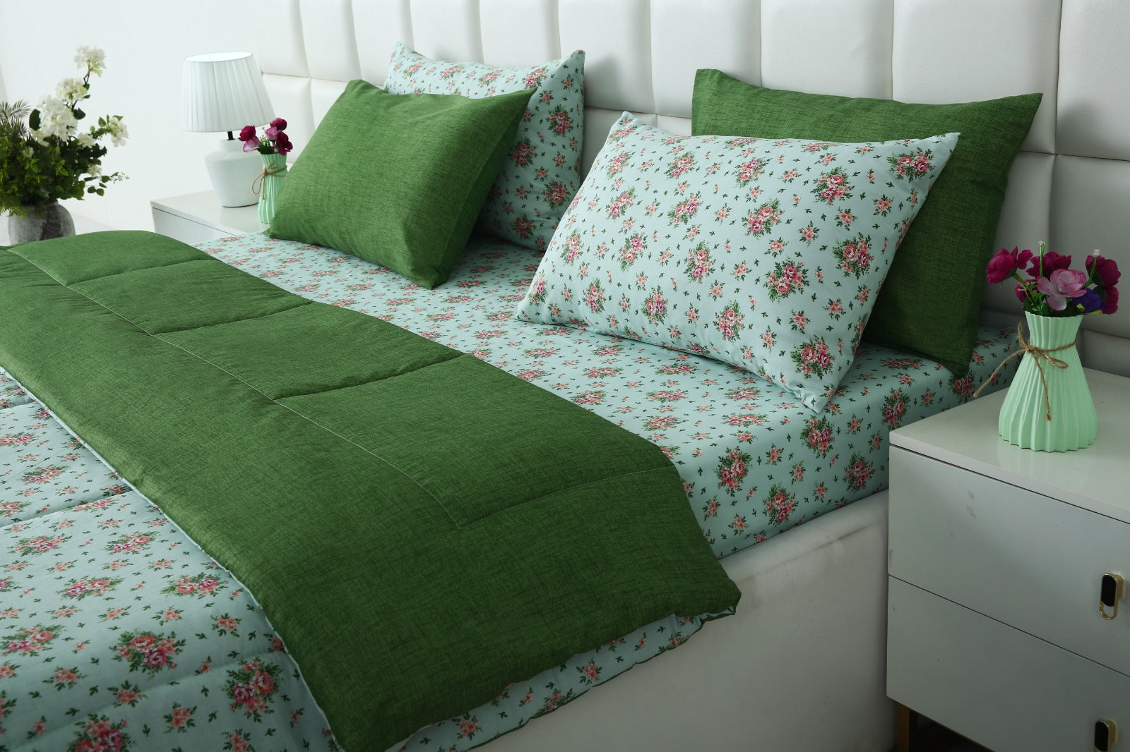 6 PCs Summer Comforter Set-Verdant Bed Spread Apricot