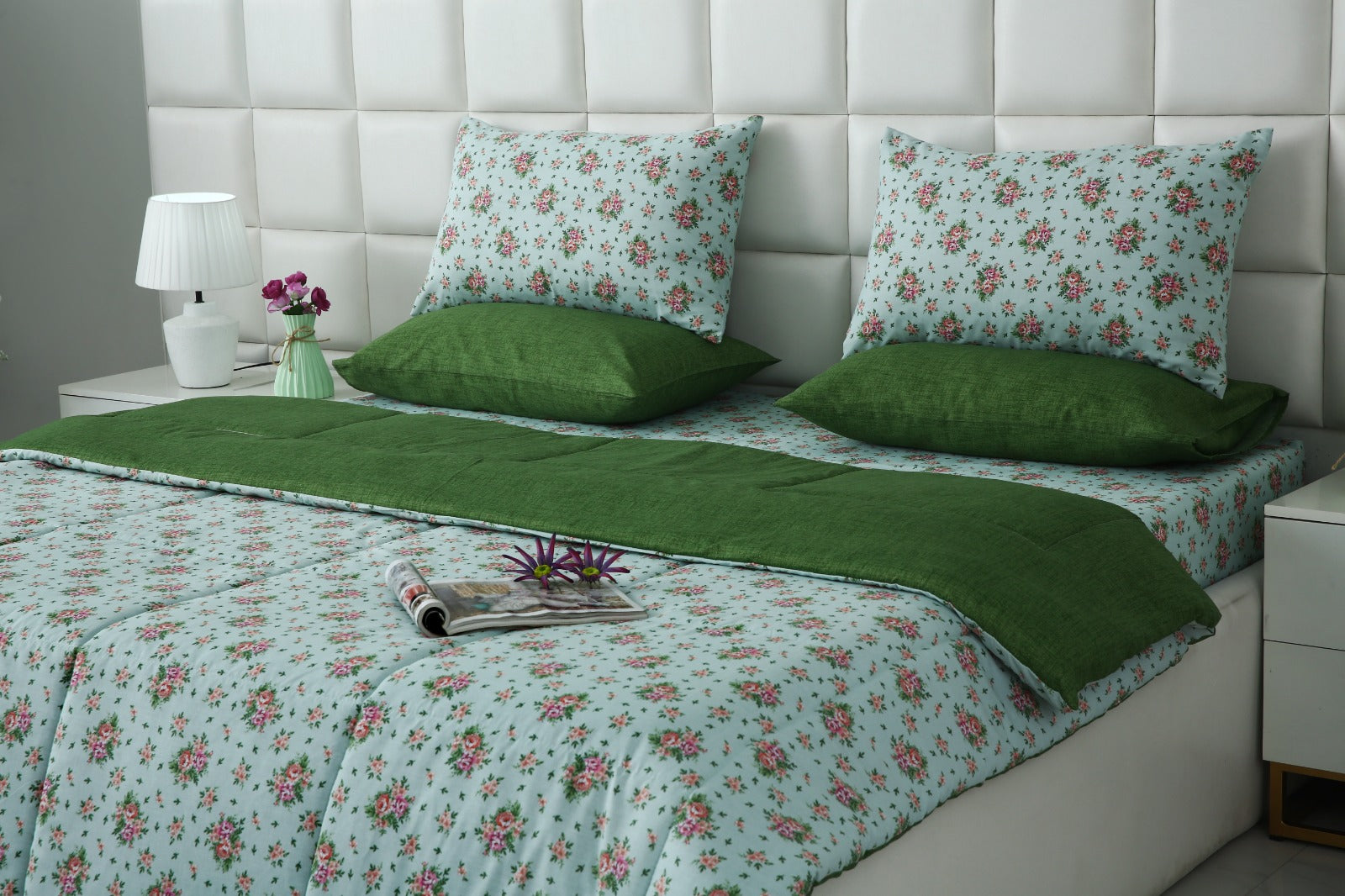 6 PCs Summer Comforter Set-Verdant Bed Spread Apricot