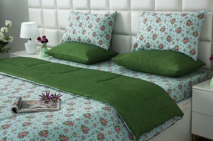 6 PCs Summer Comforter Set-Verdant Bed Spread Apricot