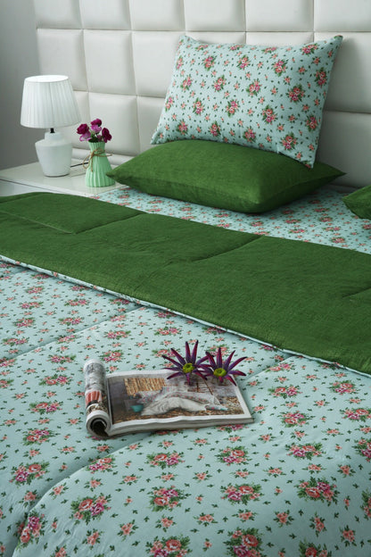 6 PCs Summer Comforter Set-Verdant Bed Spread Apricot