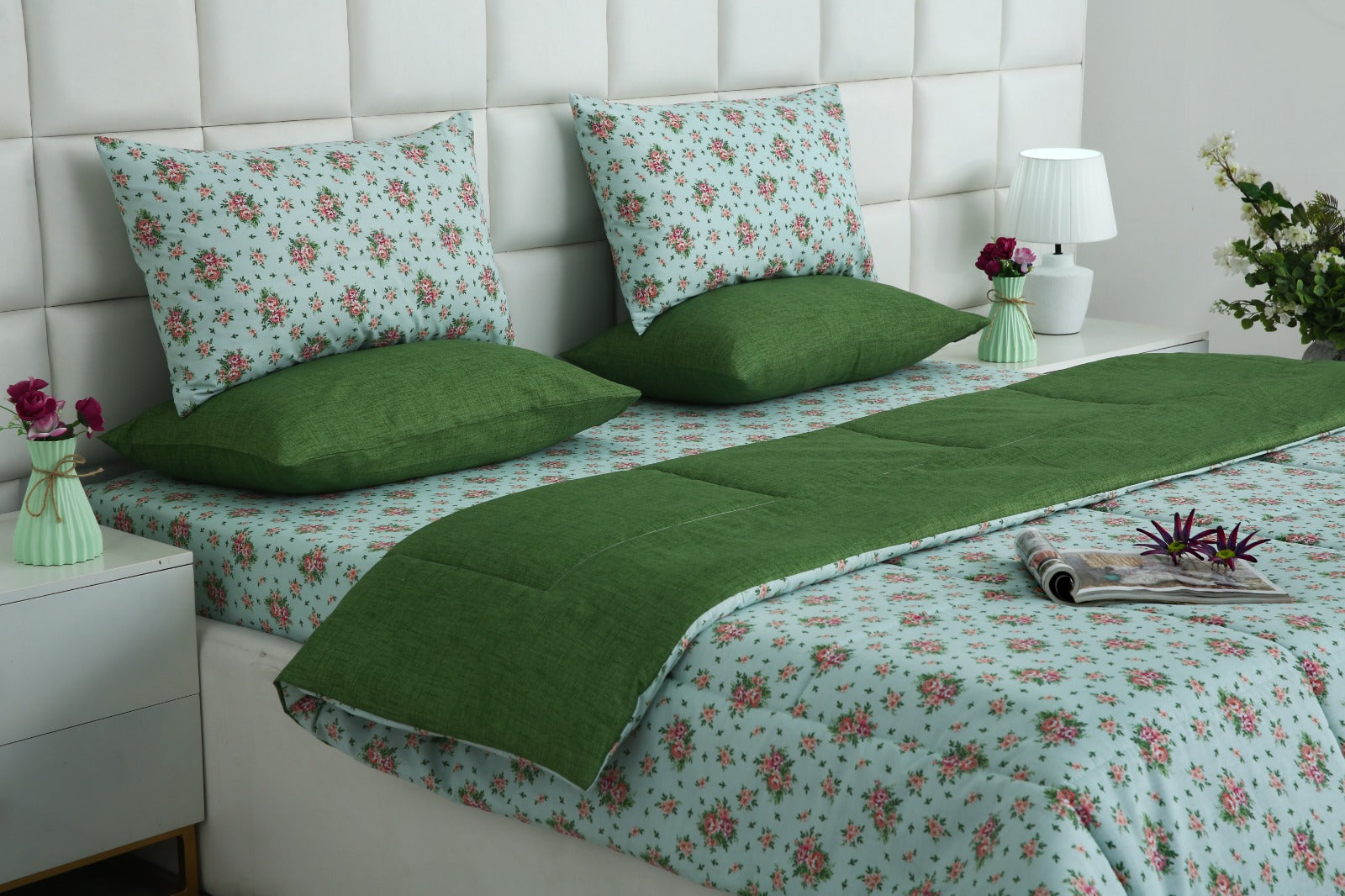 6 PCs Summer Comforter Set-Verdant Bed Spread Apricot