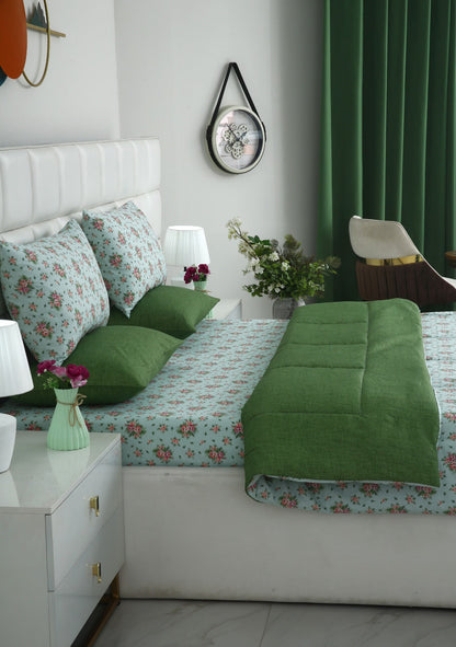 6 PCs Summer Comforter Set-Verdant Bed Spread Apricot