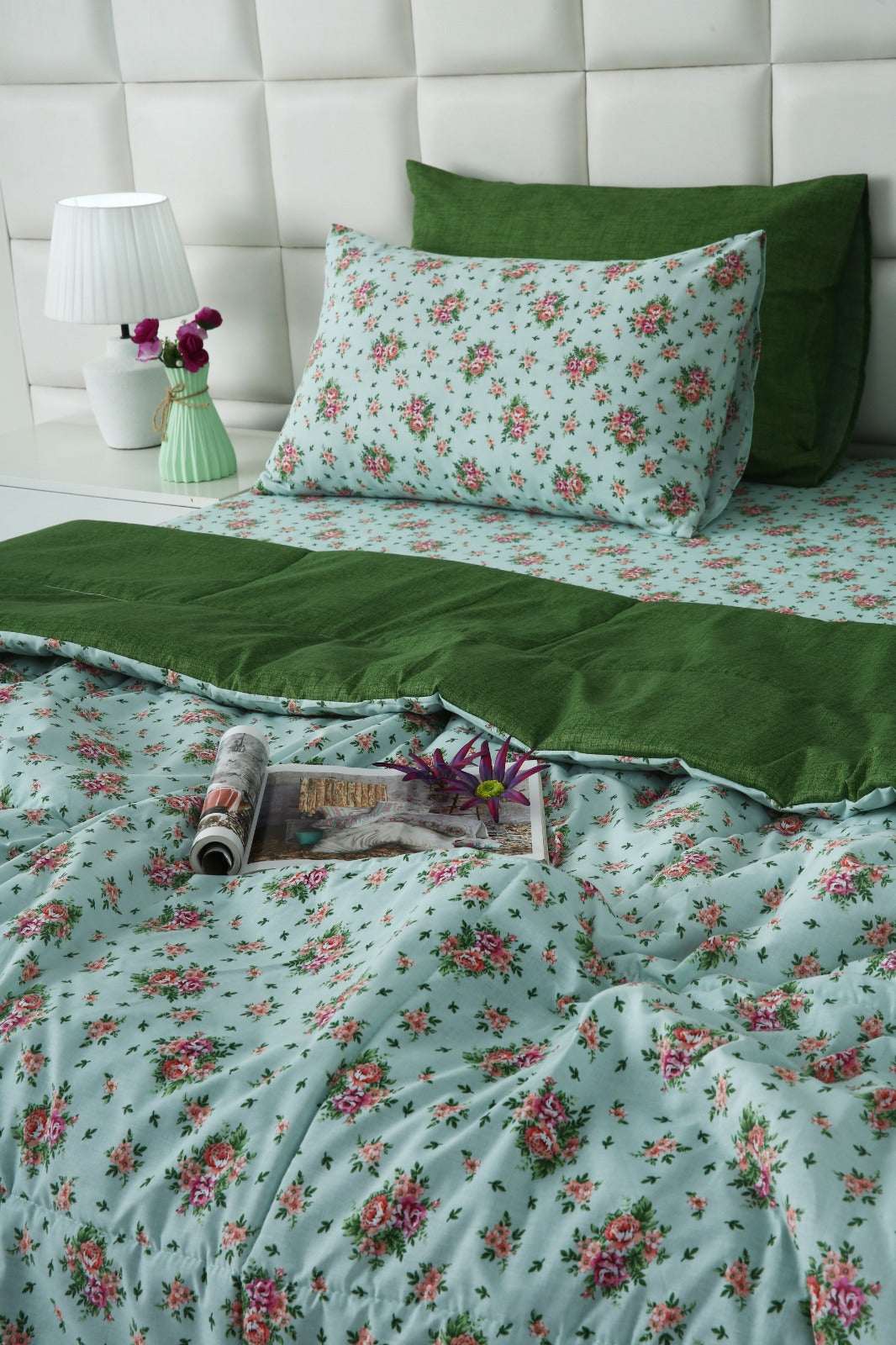 6 PCs Summer Comforter Set-Verdant Bed Spread Apricot