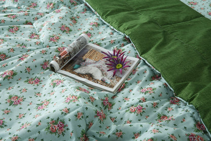 6 PCs Summer Comforter Set-Verdant Bed Spread Apricot