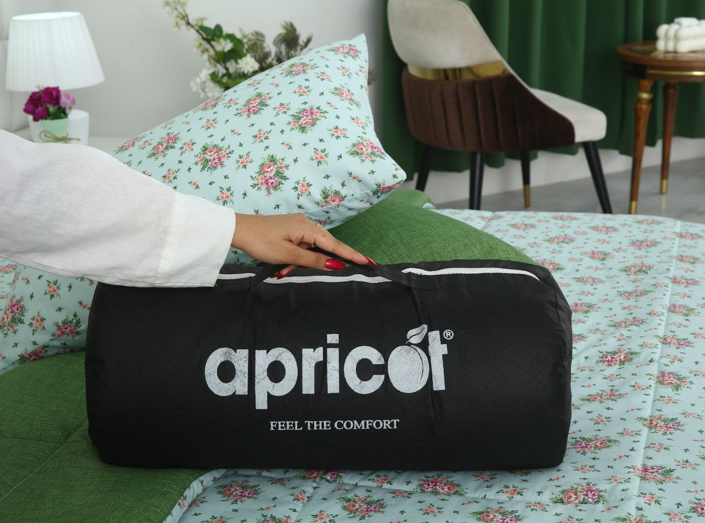 6 PCs Summer Comforter Set-Verdant Bed Spread Apricot