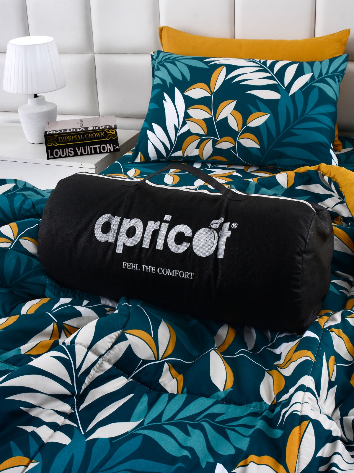 6 PCs Summer Comforter Set-Tropicals Bed Spread Apricot