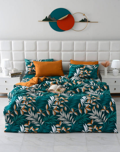 6 PCs Summer Comforter Set-Tropicals Bed Spread Apricot
