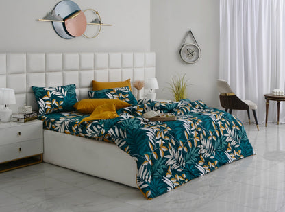 6 PCs Summer Comforter Set-Tropicals Bed Spread Apricot