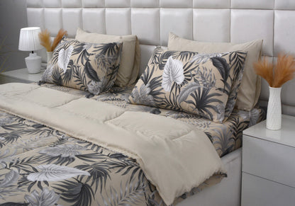 6 PCs Summer Comforter Set-Hawaii Bed Spread Apricot