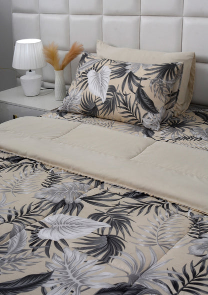 6 PCs Summer Comforter Set-Hawaii Bed Spread Apricot