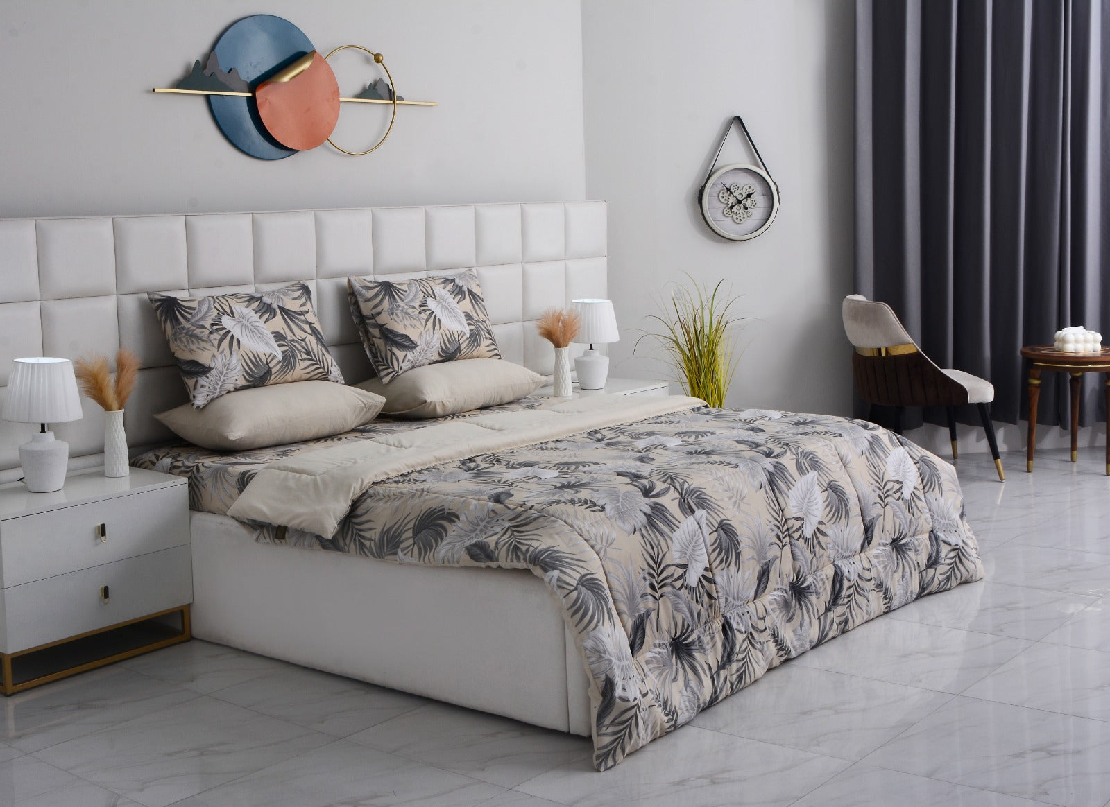 6 PCs Summer Comforter Set-Hawaii Bed Spread Apricot