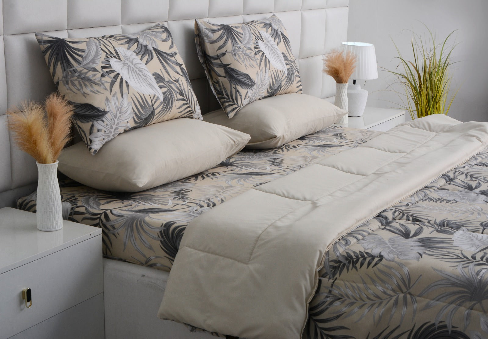 6 PCs Summer Comforter Set-Hawaii Bed Spread Apricot