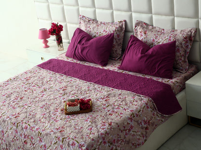 6 PCs Luxury Bed Spread Set-Bloom Bliss Bed Spread Apricot