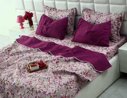 6 PCs Luxury Bed Spread Set-Bloom Bliss Bed Spread Apricot