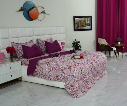 6 PCs Luxury Bed Spread Set-Bloom Bliss Bed Spread Apricot