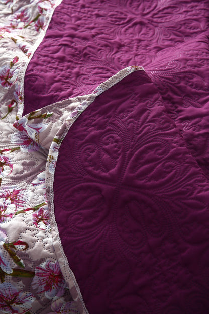 6 PCs Luxury Bed Spread Set-Bloom Bliss Bed Spread Apricot