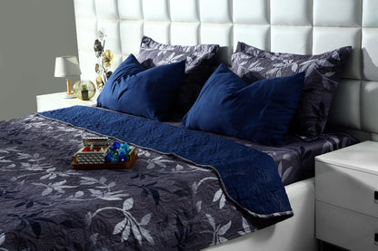 6 PCs Luxury Bed Spread Set-Grey Leaf Bed Spread Apricot