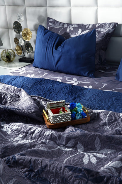 6 PCs Luxury Bed Spread Set-Grey Leaf Bed Spread Apricot