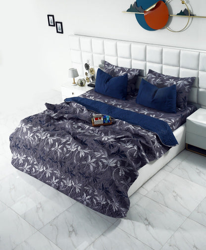 6 PCs Luxury Bed Spread Set-Grey Leaf Bed Spread Apricot