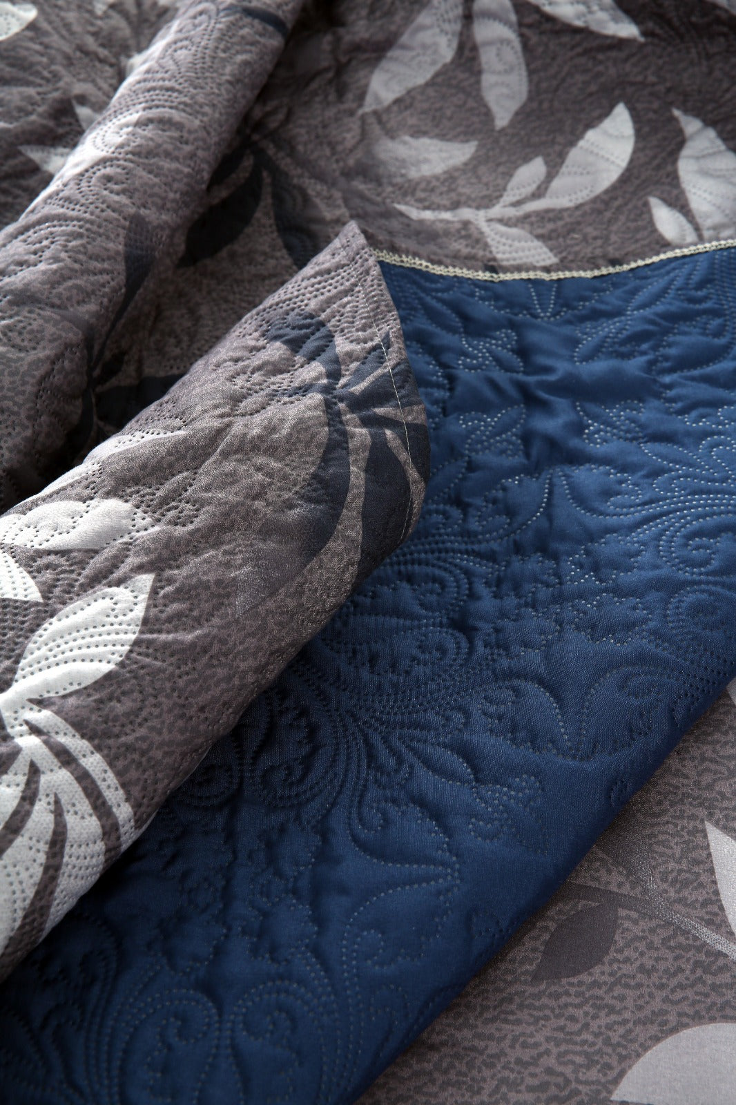 6 PCs Luxury Bed Spread Set-Grey Leaf Bed Spread Apricot