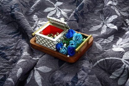 6 PCs Luxury Bed Spread Set-Grey Leaf Bed Spread Apricot