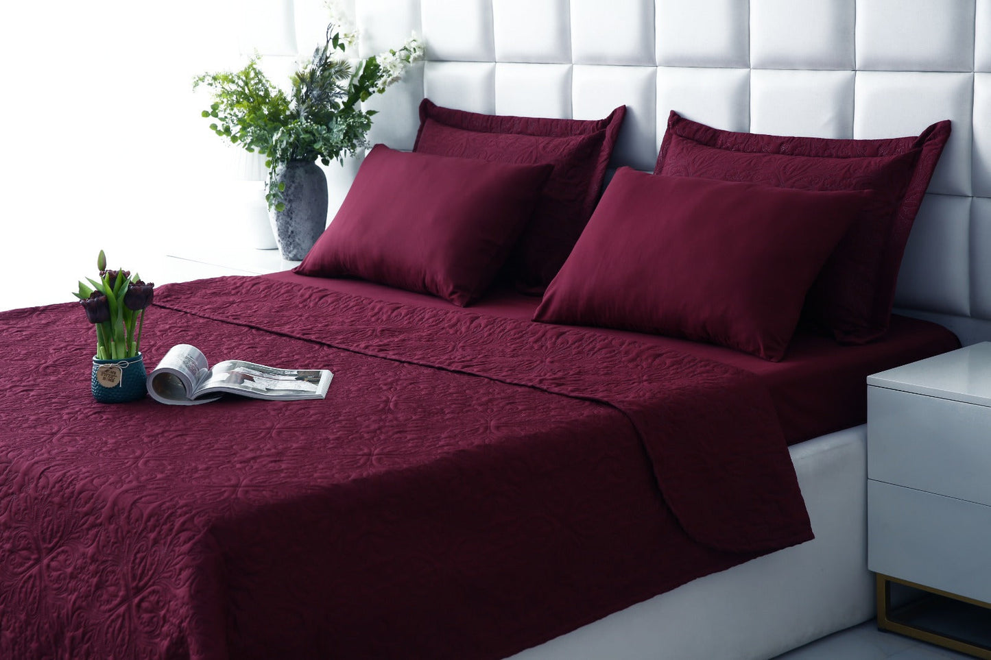 6 PCs Luxury Bed Spread Set-Plum Bed Spread Apricot