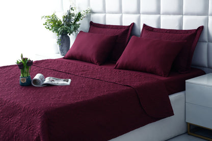 6 PCs Luxury Bed Spread Set-Plum Bed Spread Apricot