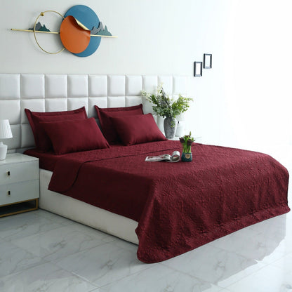 6 PCs Luxury Bed Spread Set-Plum Bed Spread Apricot
