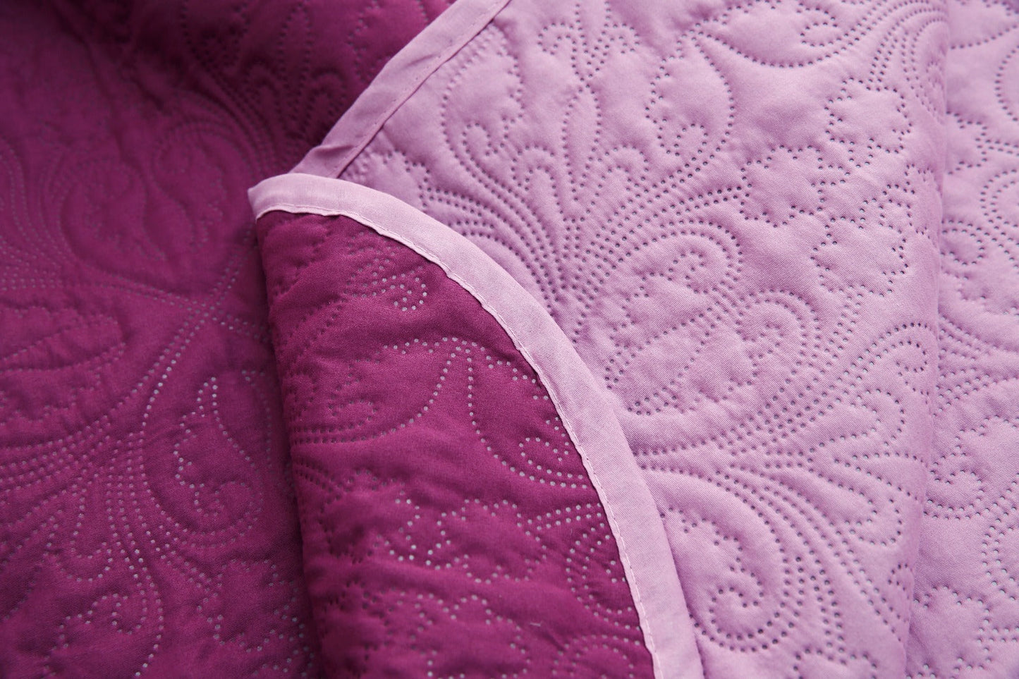 3 PCs Printed Bed Spread Set-Plum Over Lilac Bed Spread Apricot