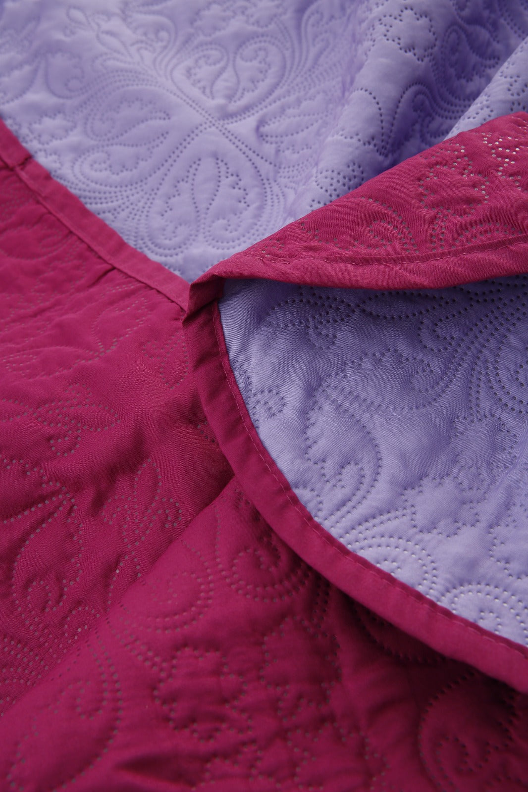 3 PCs Printed Bed Spread Set-Plum Over Purple Bed Spread Apricot