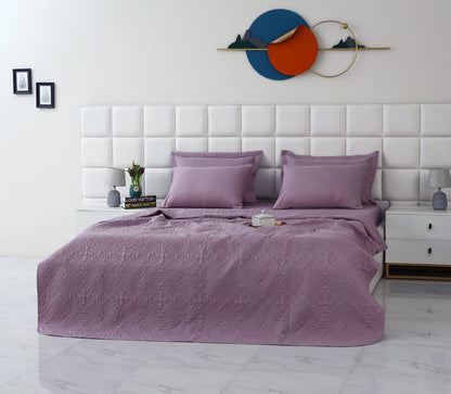 6 PCs Luxury Bed Spread Set-Lilac Bed Spread Apricot