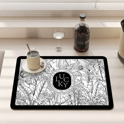 Anti Slip Dish Drying Mat-Palm Tree Rugs Apricot